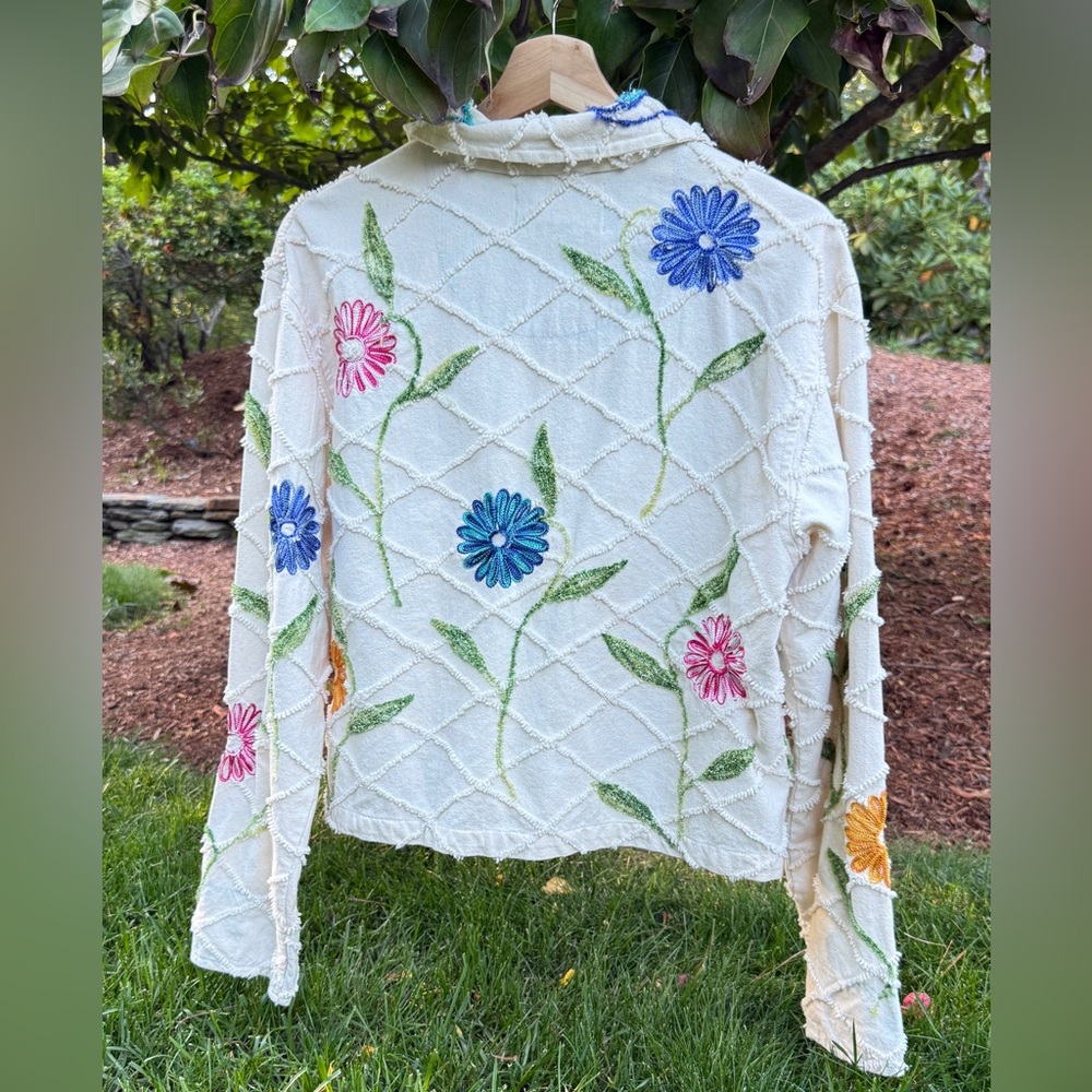 Tantrums White Floral Embroidered Bomber Jacket - Picture 3 of 12